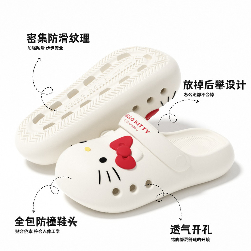 Sanrio Genuine Hello Kitty Women's Summer Outdoor Clog Sandals with Thick Sole, Anti-Slip, Closed-Toe Design Sanrio Genuine Hello Kitty Women's Summer Outdoor Clog Sandals with Thick Sole, Anti-Slip, Closed-Toe Design