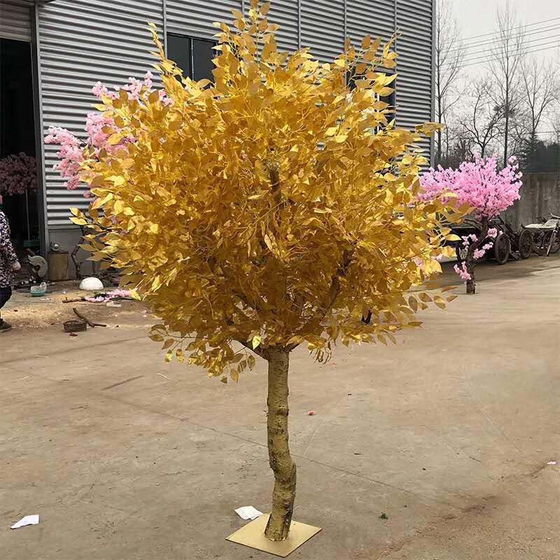 仿真金榕树黄金树摇钱树金钱树金色榕树大型商场酒店新年假许