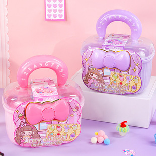 Wheat Youth DIY Food and Play Handmade Storage Large Set Portable Transparent Double-Layer Separated Creative Cute Toolbox