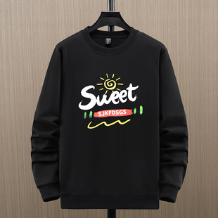 Extra Large size sweater men's spring and autumn long-sleeved shirt coat trendy fat guy plus size casual loose round neck