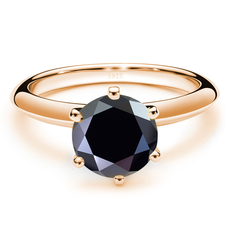 Comercio exterior transfronterizo clásico seis garras D color anillo de piedra de moissanita mujer S925 plata chapado en oro de 18k joyas de mano al por mayor
