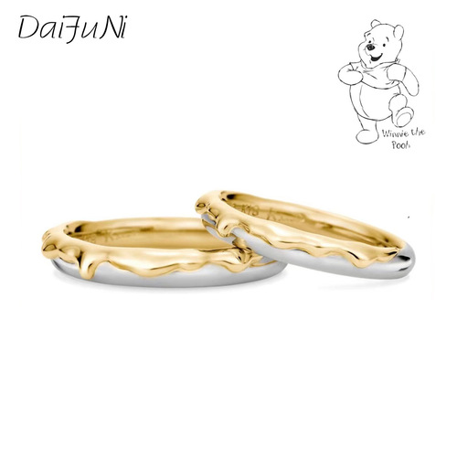 Cute honeypot couple rings, male and female Winnie the Pooh rings, bestie rings, cartoon patterns, small and fresh temperament