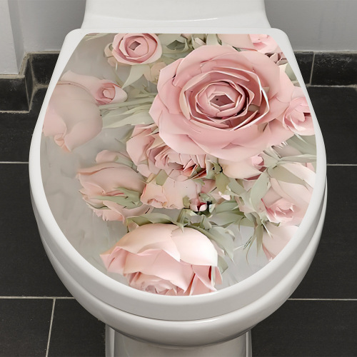 Warm personalized floral toilet stickers creative removable toilet seat stickers self-adhesive toilet decoration stickers painting manufacturers