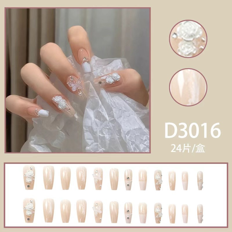 蝴蝶美甲穿戴甲可拆卸指甲贴片指甲贴美甲贴假指甲穿戴式长款美甲|undefined
