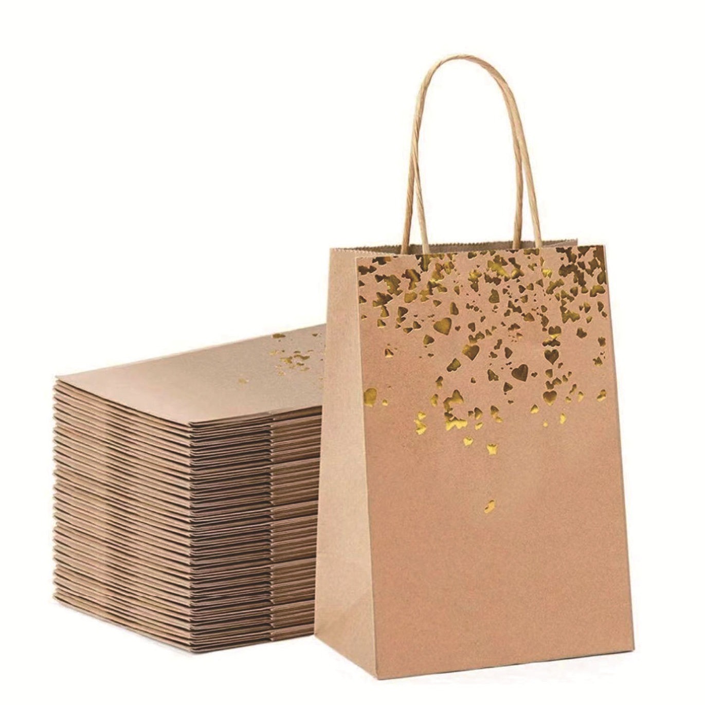 Fuente de la fábrica partido papel Kraft gilding Pequeño amor bolsa de regalo bolsa de caramelo en stock al por mayor