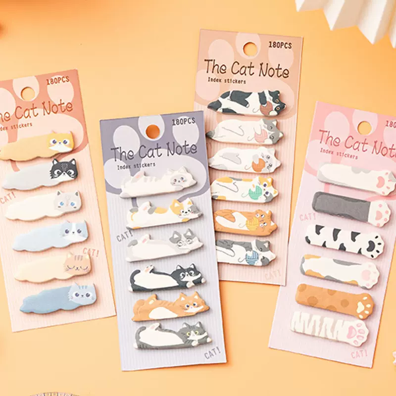 可爱猫咪便利贴高颜值学生索引标签贴卡通动物便签本优事n次贴纸