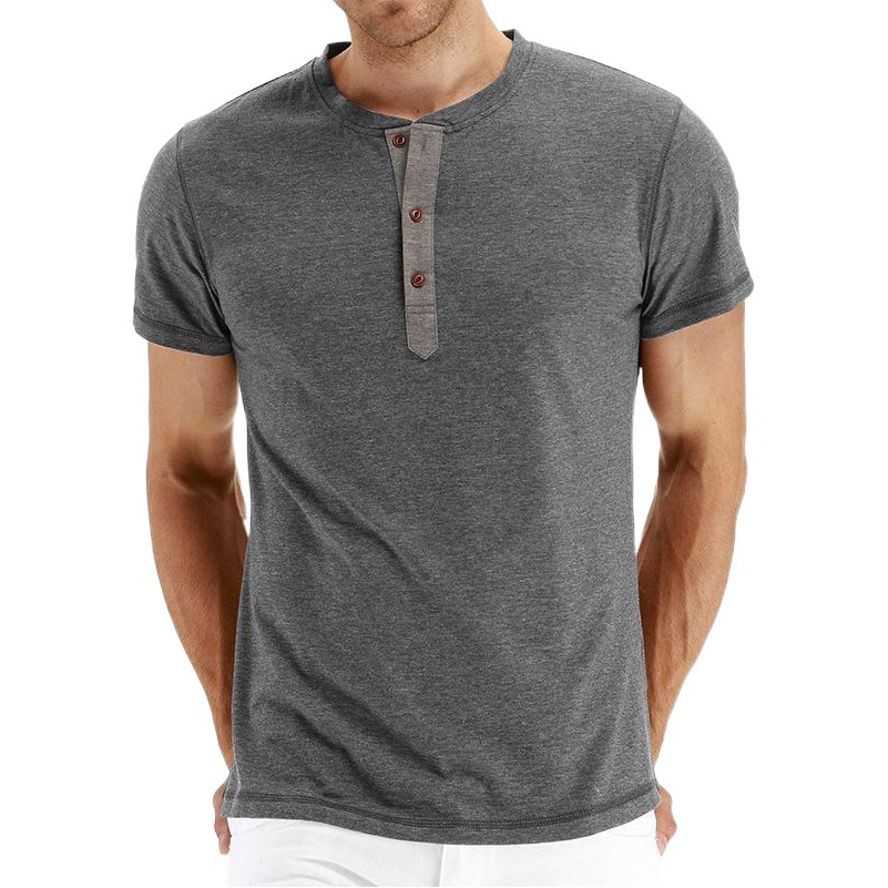Camisetas de manga corta para hombre, estilo europeo y americano, camisetas Henley para hombre, comercio exterior, informales y versátiles, verano 2022