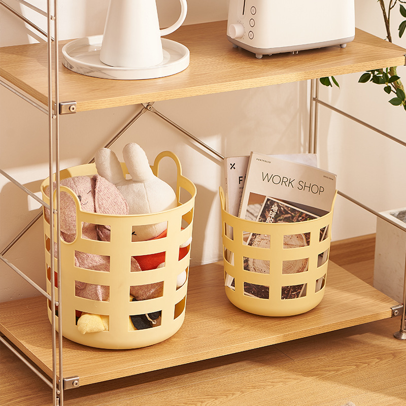 Home Fashion Soiled Laundry Basket Bathroom with Handle Hollow Storage Basket Plastic Storage Basket Living Room Miscellaneous Basket Soiled Laundry Basket