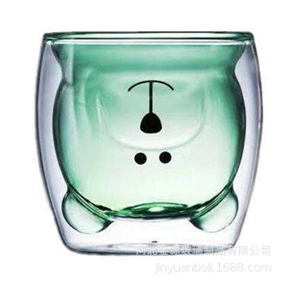 Dibujos animados lindo colorido transparente vidrio de doble capa taza de café taza de vidrio borosilicato taza de oso jugo taza de leche