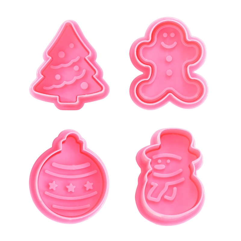Molde de decoración de pastel para hornear molde de galleta tridimensional conjunto de cuatro piezas molde de corte de Primavera de Navidad fondant herramienta de bricolaje