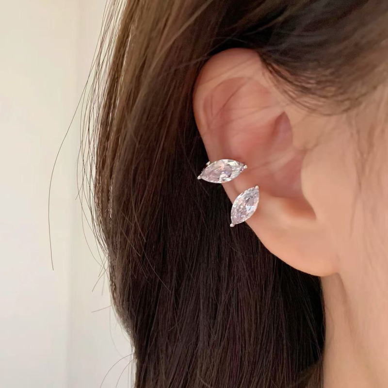 韩系几何树叶闪钻耳夹女简约小众设计时尚百搭高级感轻奢气质耳饰|undefined