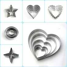不锈钢饼干模具五角星圆形四角星星爱心形曲奇正方形长方水果切模