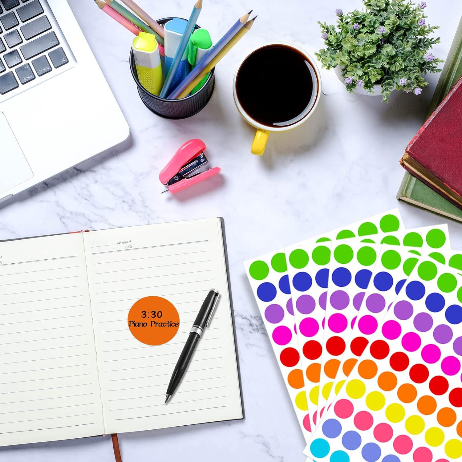 (2개) 국경을 넘나드는 인기 컬러 원형 스티커 빈 손으로 쓴 분류 라벨 스티커 벽 카드 장식 도트 장식 스티커