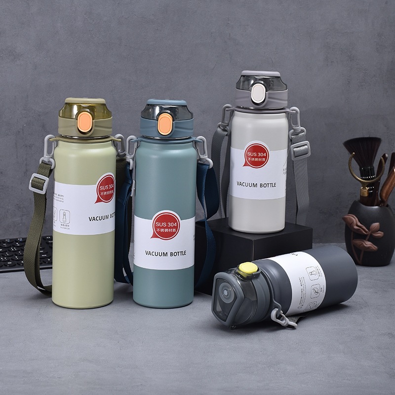 Fábrica de suministro directo 304 taza de acero inoxidable portable de gran capacidad taza de rebote doméstica con hervidor deportivo de paja