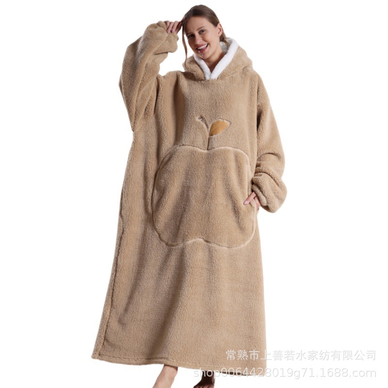 新型のクロスボーダーの厚い大きいサイズは帽子の怠け者のカップルの部屋の服の新型の舒綿の綿毛の怠け者の毛布を着ることができます。|undefined