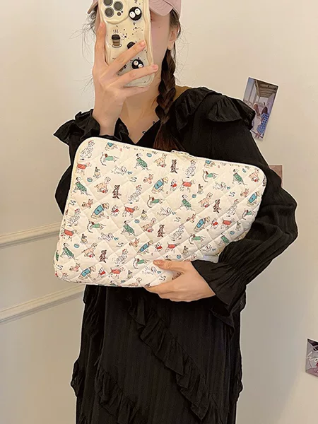 South Korea cute puppy pattern ipad tablet bag fleece-lined liner bag new 13-inch 15-inch laptop bag