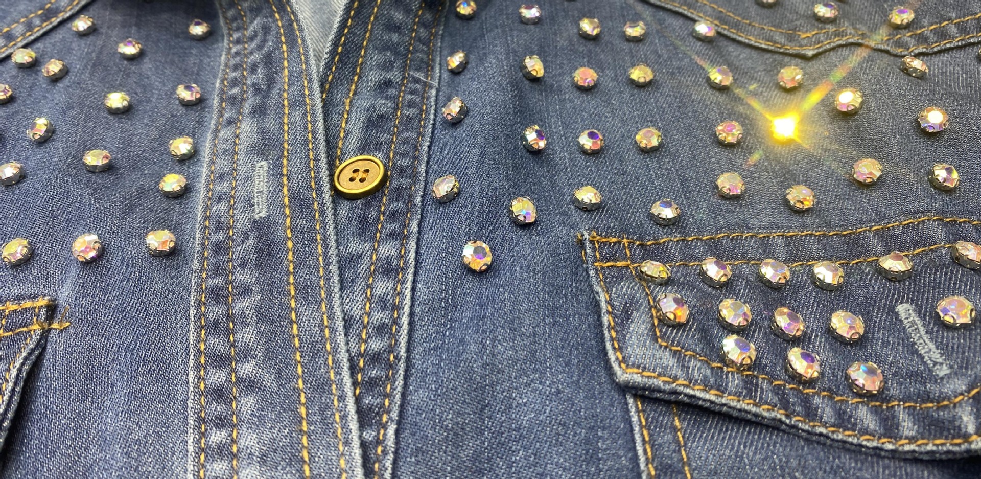 Damen Denim Bluse Langarm Mit Perlen Für Den Herbst Modisch_voghion.com