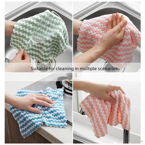 Cationic dishcloth, cloth, water-absorbent, non-falling hair, household cleaning, kitchen tool, wave cloth, scouring cloth 