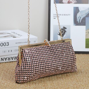 Cross-border new fashion rhinestone shiny square portable dinner bag wholesale large capacity fashion ladies handbag