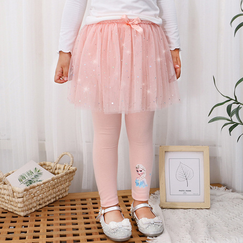 Autumn new Korean style girls' culottes mesh baby girl trousers leggings princess cotton