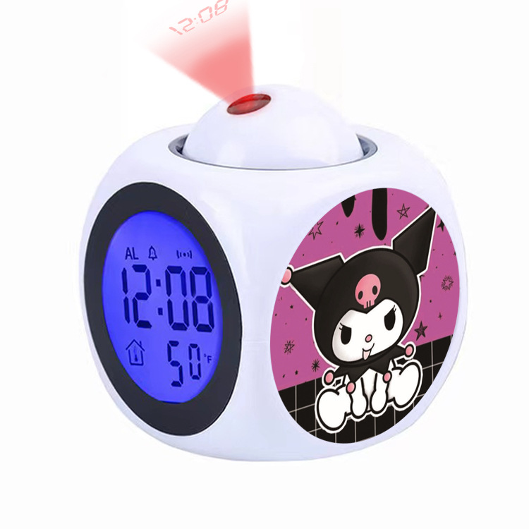 Cartoon Sanrio alarm clock Jade poodle Melody kulomi Amazon cross-border supply projection alarm clock electronic clock