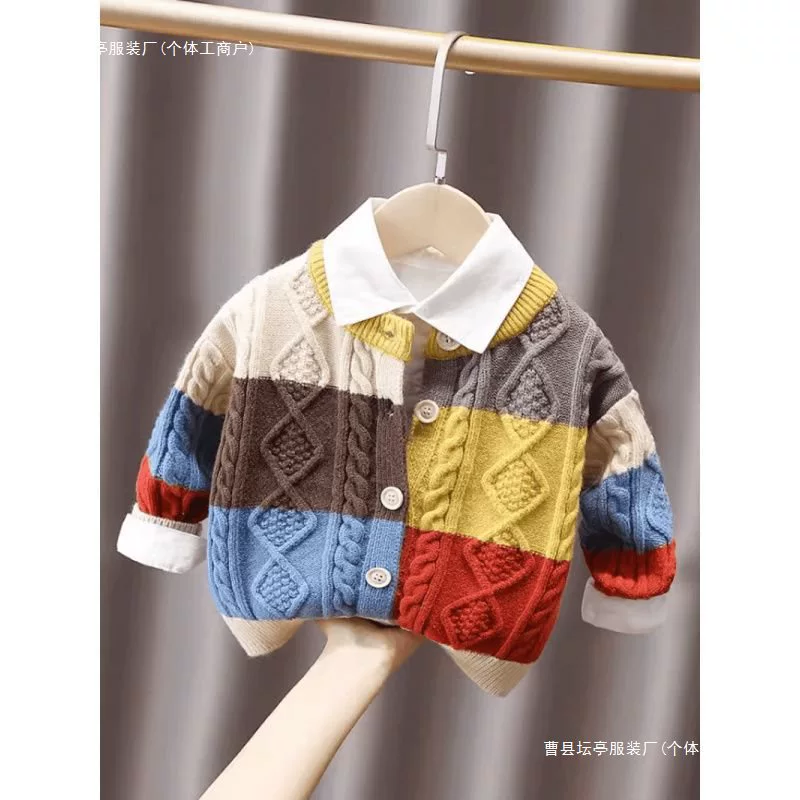 Autumn knitted cardigan, shirt, children's jacket, retro sweater