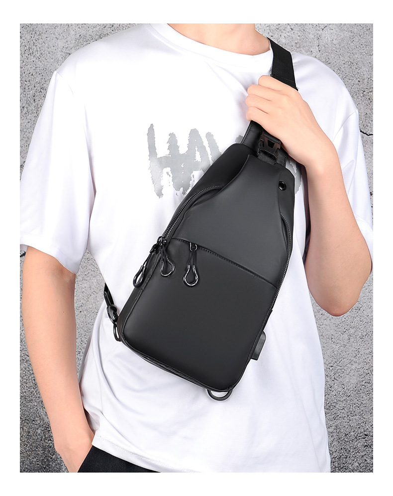 New Oxford Cloth Chest Bag, Single Shoulder Bag, Men's Wear-resistant Crossbody Bag, Casual Sports, Large Capacity Chest Diagonal Hanging Bag, Men's_voghion.com