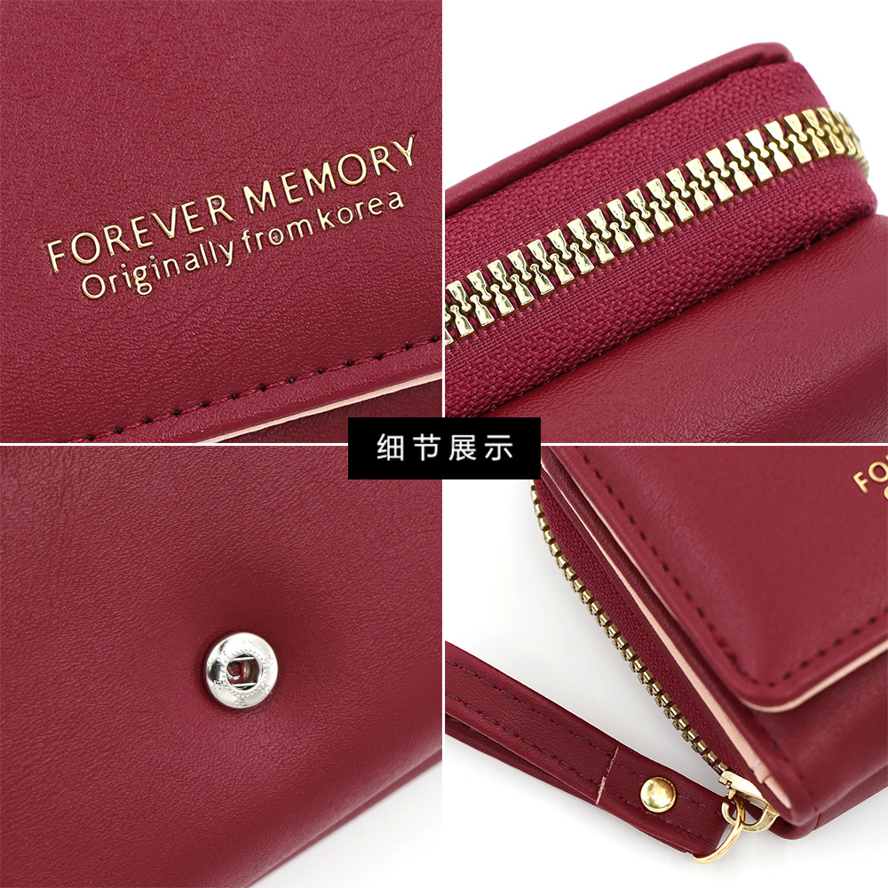 Nueva cartera corta de las mujeres simple color sólido PU tríptico bolso monedero multi-Tarjeta titular de la cartera billetera al por mayor