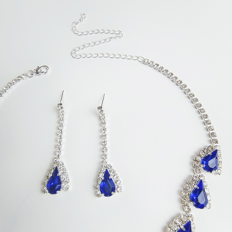 Joyería transfronteriza europea y americana Luz de lujo completo diamante color gota de agua collar