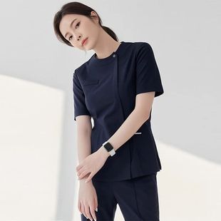 Korean Version of High-End Elastic Dental Hand Washing Oral Doctor Scrub Suit Nurse Suit Front Desk Quick-Drying Short-Sleeved Suit