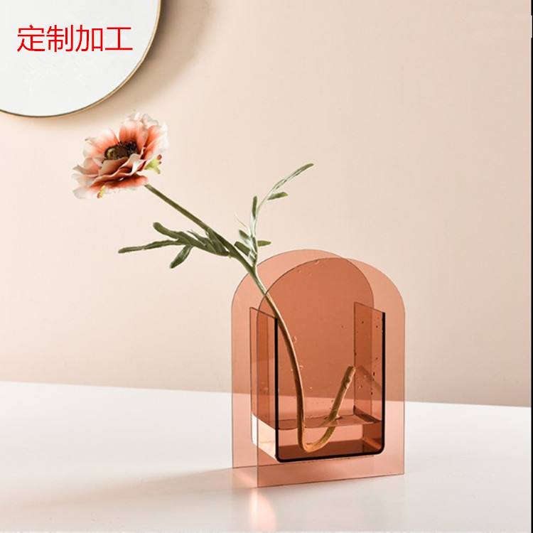 厂家办公室创意花瓶摆件彩色亚克力花瓶筒约展示  花瓶