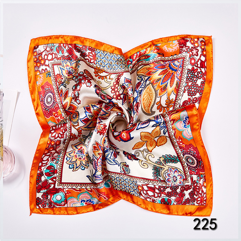 35g Weight Silk Scarf Classification Office, Daily Occasion Satin Cloth Material Star, Flower Pattern Spring&Summer Season Women's Gender Printing Design Elegant Style Women's Elegant Star Flower Satin Cloth Printing Silk Scarf 21