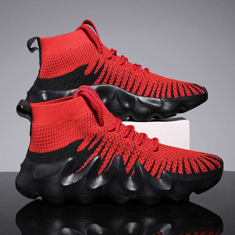 Cross-border men's shoes summer textile high-top shoes men's casual socks shoes 2025 new mesh tide Mens shoes