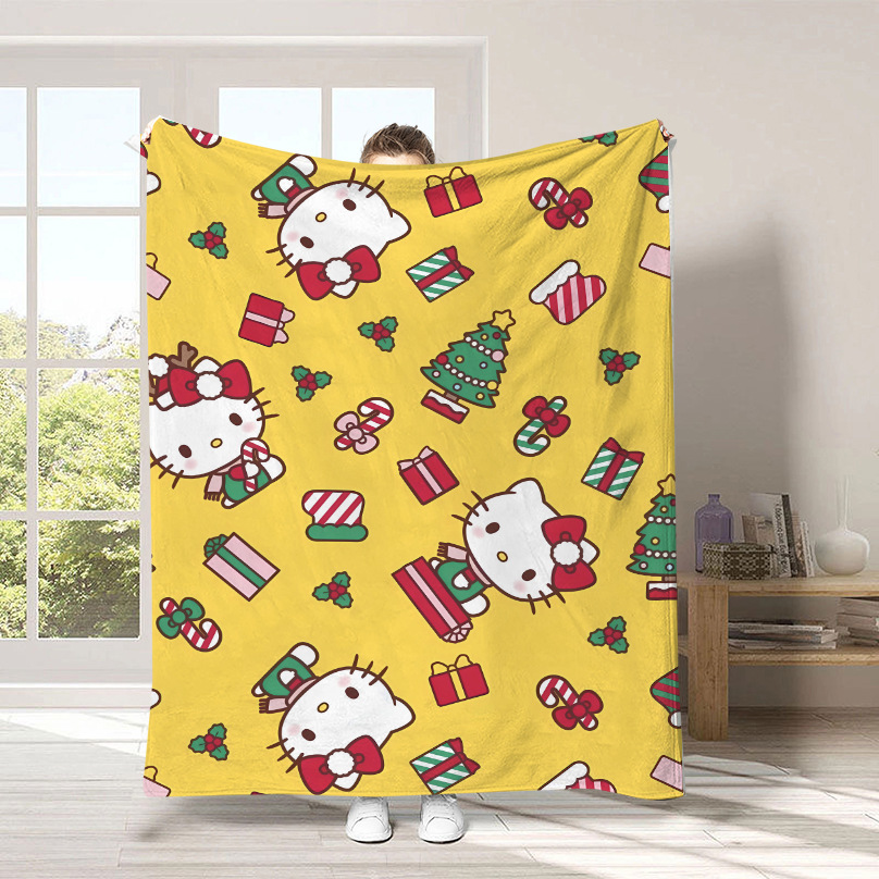 Monopolio transfronterizo de dibujos animados Sanrio mantas para niños lindas Hellokitty flange mantas de peluche cuatro estaciones mantas de peluche