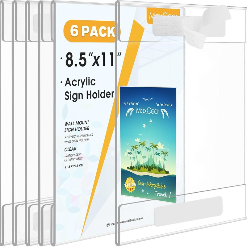[Cross-Border Exclusive] Acrylic Wall Sign Holder 8.5X11 Double-Sided Tape Transparent Plastic Wall Sign Holder Organic