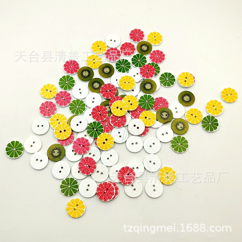 1,5/2/2,5 cm fondo blanco fruta botón redondo fruta vintage redondo pieza de madera botón 100 piezas un paquete