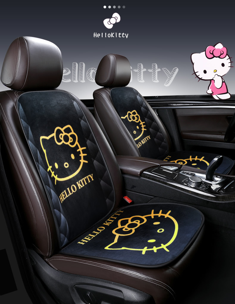 kitty cartoon car cushion single piece three-piece set goddess Four Seasons universal small waist summer car cushion Main driving