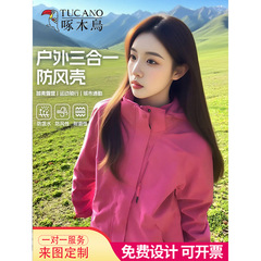 啄木鸟超好看冲锋衣女2025新款春秋季三合一户外防风防水登山外套