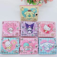 Cute Cartoon Sanrio PU Wallet Foldable Button Leather Wallet Kurumi Pachacotchi Dog Children's Super Cute Money Bag 