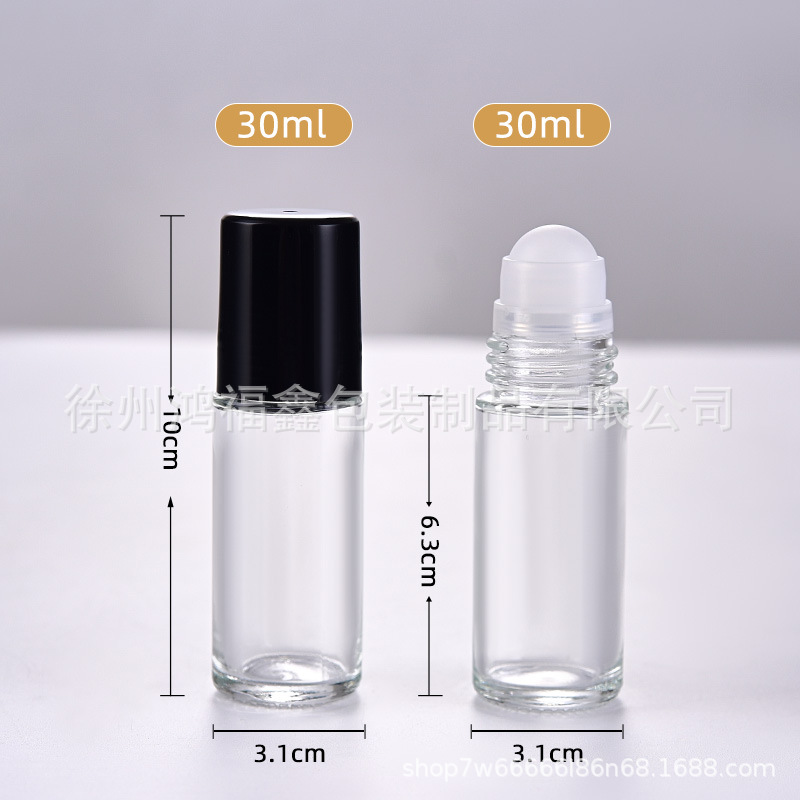 Frasco Roll-On de Vidrio Ámbar 30 ml / 50 ml con Esfera de Cristal