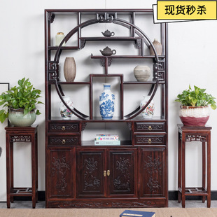 [Style Upgrade] New Chinese Style Bogu Rack Solid Wood Office Tea Storage Rack Display Cabinet Partition Duobaoge