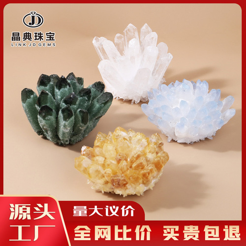 Jingdian Jewelry Crystal Cluster Raw Stone Ornaments Ore Specimens Office Decoration Degaussing Crafts Ornamental Stone Wholesale