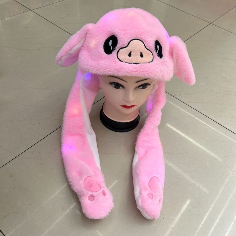Douyinと同じスタイルのウサギの帽子ぬいぐるみ、耳をつまむと動くエアラップハット、インターネットセレブの面白いギフト|undefined
