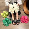 時尚蝴蝶結糖果色踩屎感拖鞋女可愛夏外穿防滑家居涼拖沙灘壹字拖