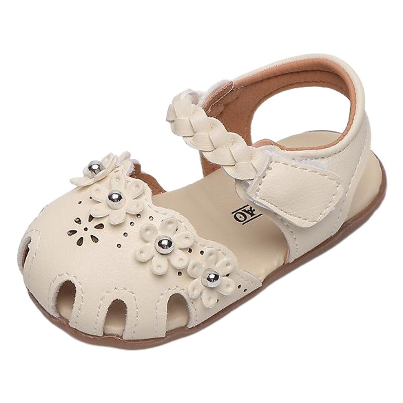 2026 Spring and Summer New Style 1-3 Year Old Baby Girls Student Closed-Toe Semi-Sandals with Bowknot Little Princess Shoes Toddler Shoes