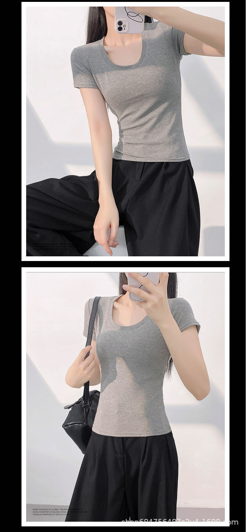 American slim-fit short-sleeved T-shirt for women, 2025 summer new style, waist-cinching round-neck T-shirt, sweet and spicy short top as the base pic 10