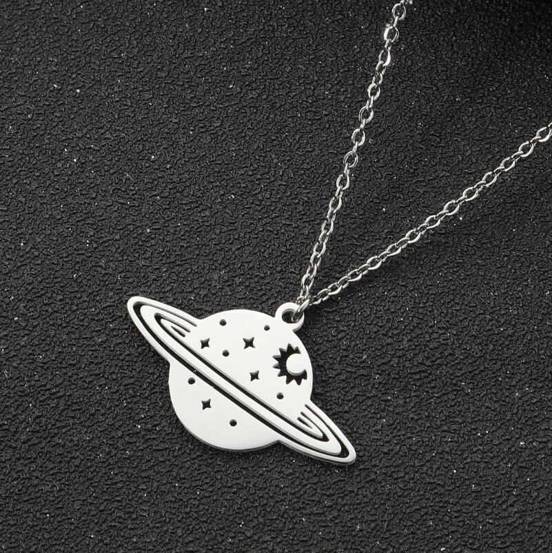 Retro Universe Stainless Steel Plating Pendant Necklace