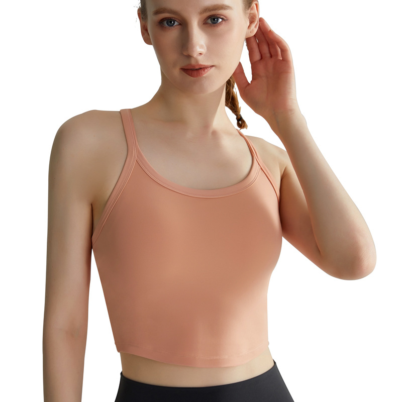 LAHN ropa interior deportiva correa de hombro delgada de una sola pieza de pecho fijo desgaste exterior en forma de I belleza espalda de alta resistencia Chaleco de fitness