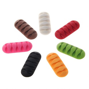 Cross-border supply mobile phone charging line storage line organizer small gift solid car silicone five-hole line organizer