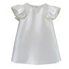 White colored small princess costume from pearl, sleevless dress with bow, special occasion clothing, A-line, Birthday gift